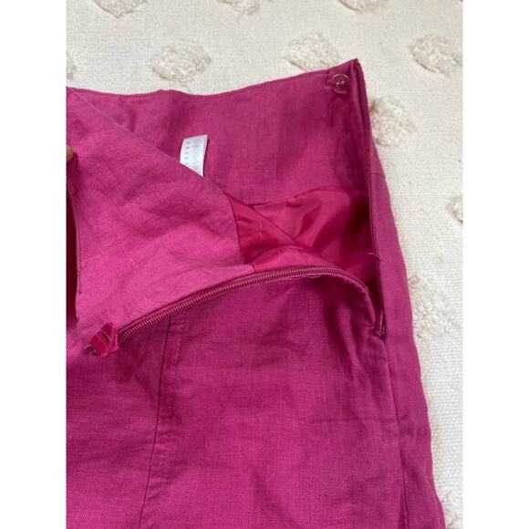 Your Six Sense 100% Linen Pink Midi Skirt Beach Coastal Floral Detail Coquette - Picture 6 of 9